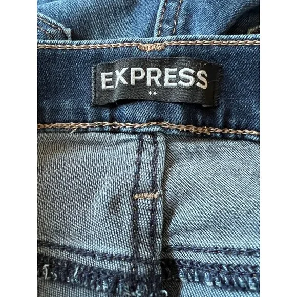 Express Womens Distressed Floral Embroidered Skinny Legging Jeans Size 0 Cotton - Picture 3 of 16